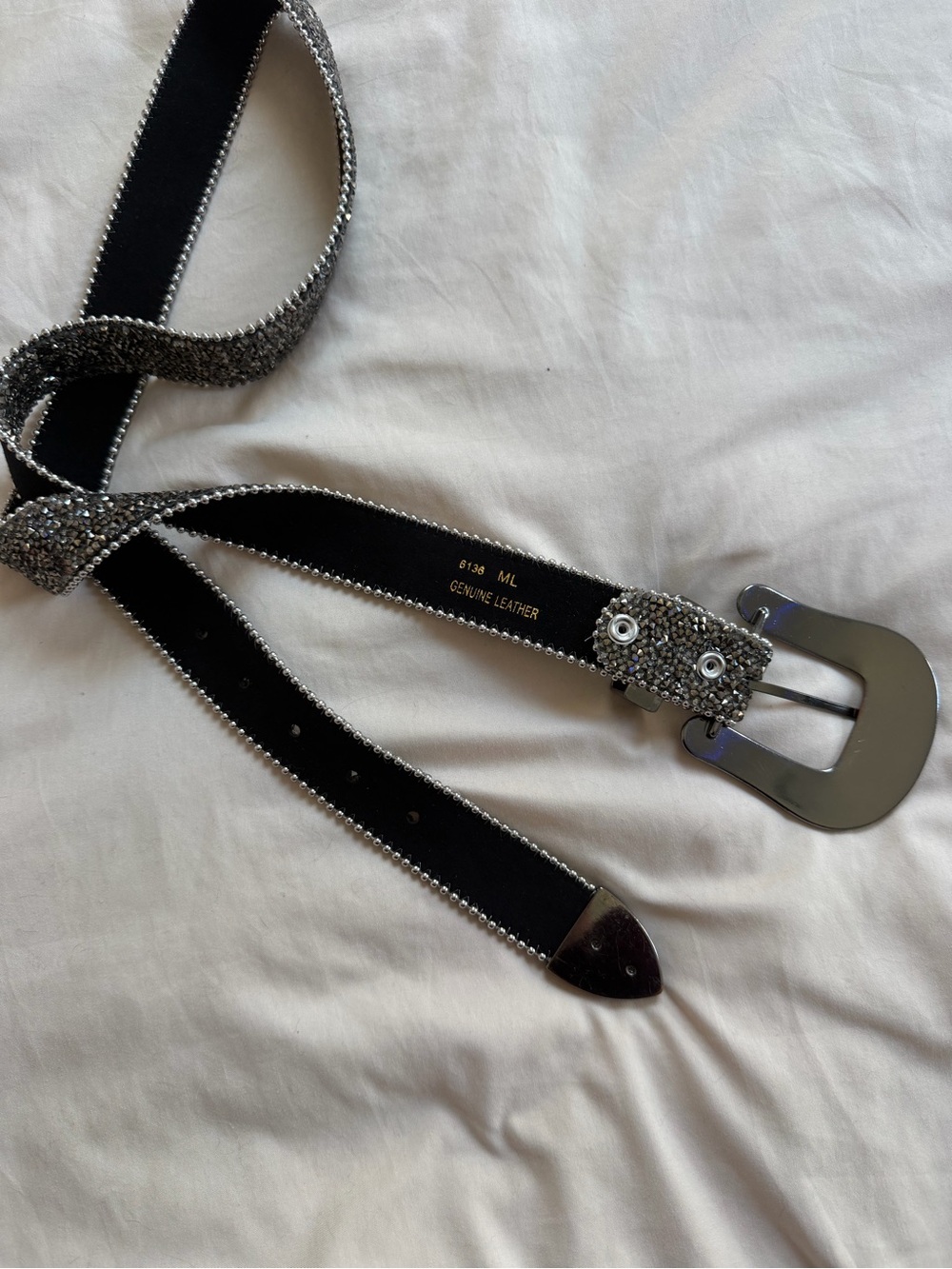 Real Genuine Leather Blinged Belt - Picture 2 of 3